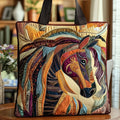 Colourful Mosaic Horse - Quilted Tote Bag
