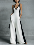 Celine | Black & White Color-Block Wide-Leg Jumpsuit