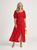 Delphine | Midi Dress with Square Neckline and Floral Pattern