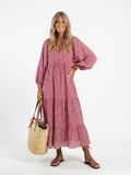Arlette | Geometric Print Midi Dress with Long Sleeves