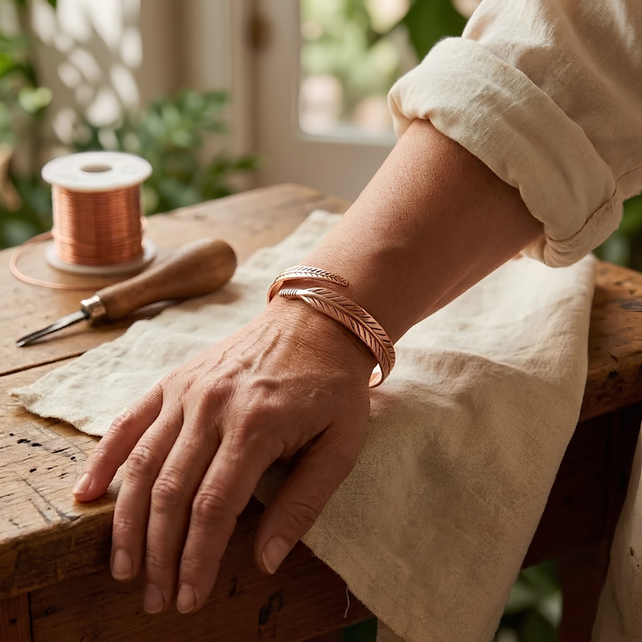 Ella's Feather Copper Bracelet