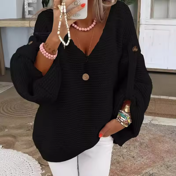 ELARA™ Button-Sleeve Knit Pullover