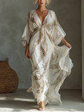 Morrisa - Ivory and Taupe Chiffon Maxi Dress