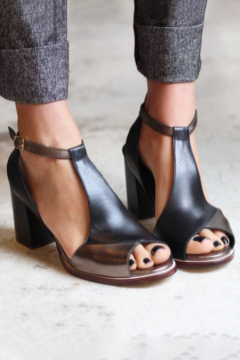 Dagny™ - Patchwork heels with block heel