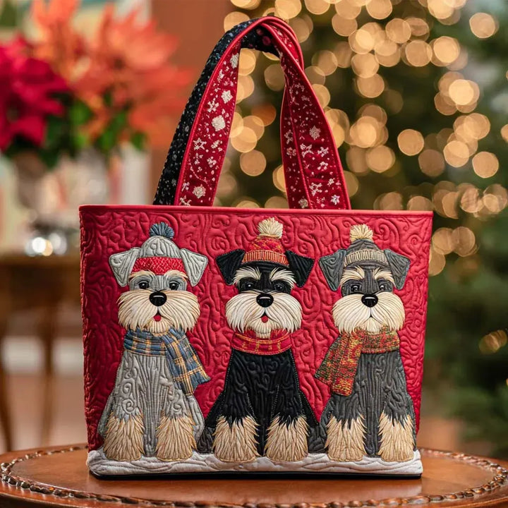 Schnauzer Trio - Quilted Tote Bag
