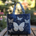 Silver Butterfly - Quilted Tote Bag