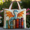 Emerald Dragon's Book Guardian - Padded Tote Bag