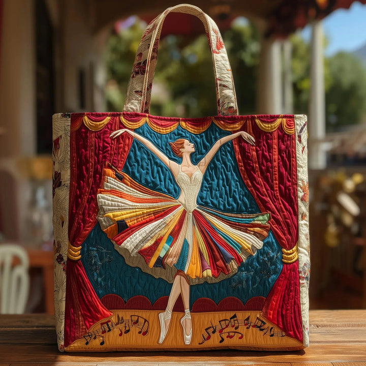 Elegant Ballerina - Quilted Tote Bag