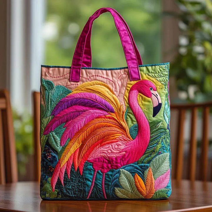 Rainbow Flamingo - Quilted Tote Bag