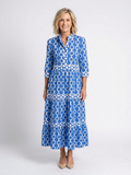 Ysolde | Midi Dress with 3/4 Sleeves and Chain Pattern