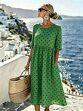 Harper™ | Emerald Polka Dot Midi Dress