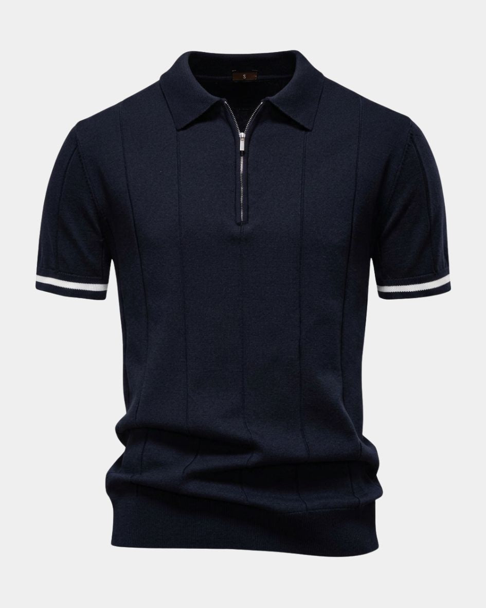 Clark | Striped Zip Polo Shirt