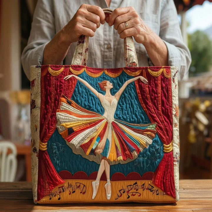 Elegant Ballerina - Quilted Tote Bag