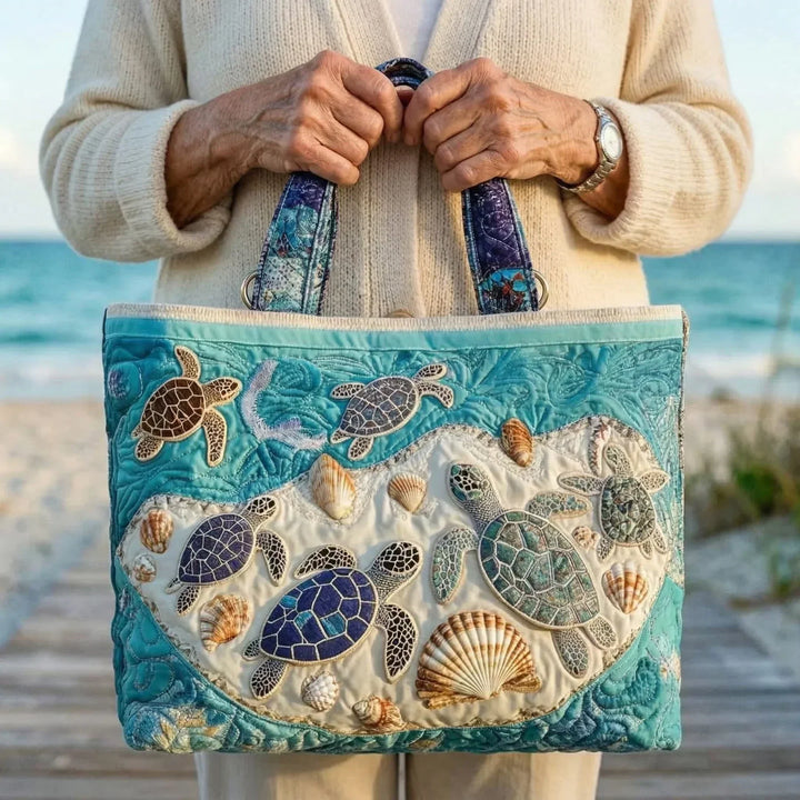 Turtle Love - Quilted Tote Bag