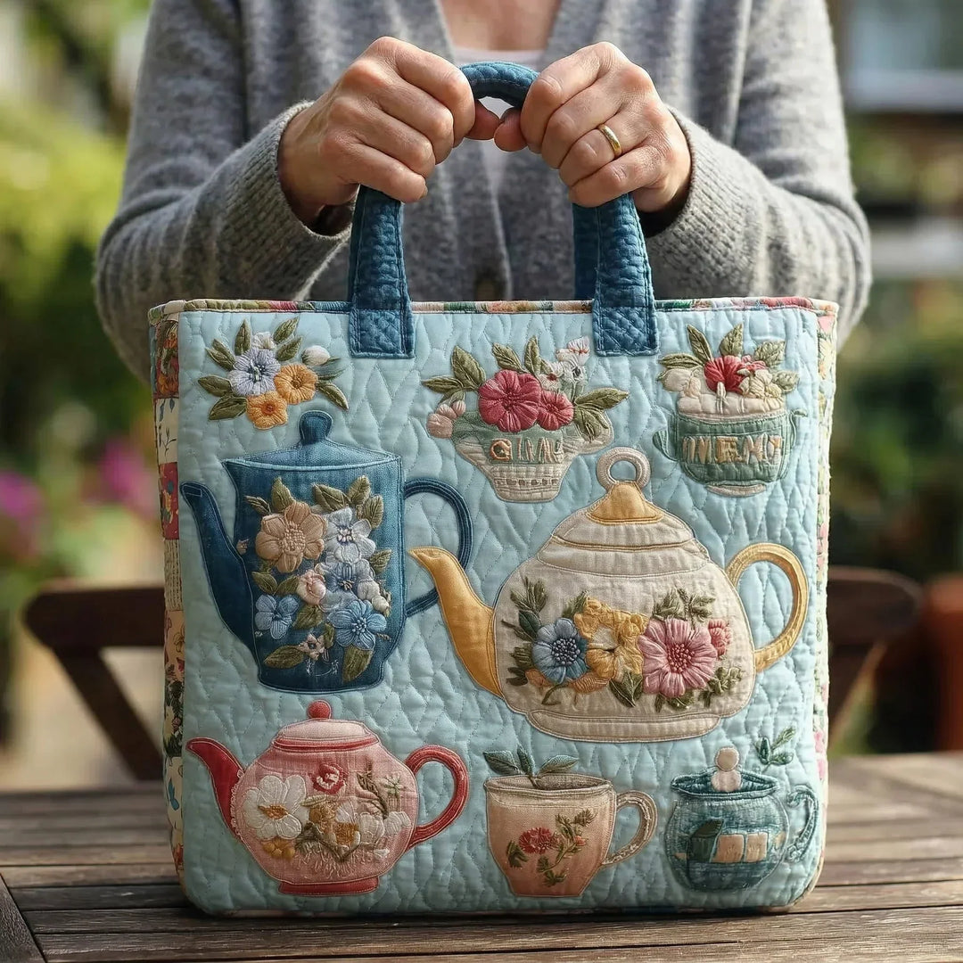 Flower Pattern - Quilted Tote Bag