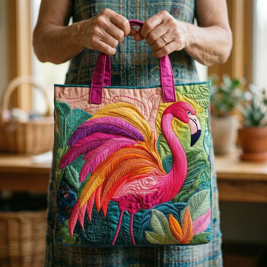 Rainbow Flamingo - Quilted Tote Bag