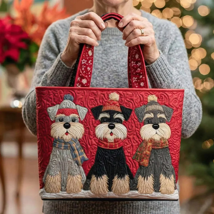 Schnauzer Trio - Quilted Tote Bag